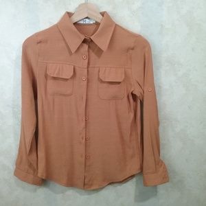 Women's copper button down FMX  top size M (AB8)